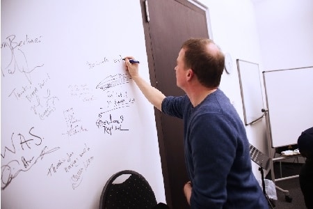 Wyndham Wallace 1 Wyndham Wallace drawing on a board