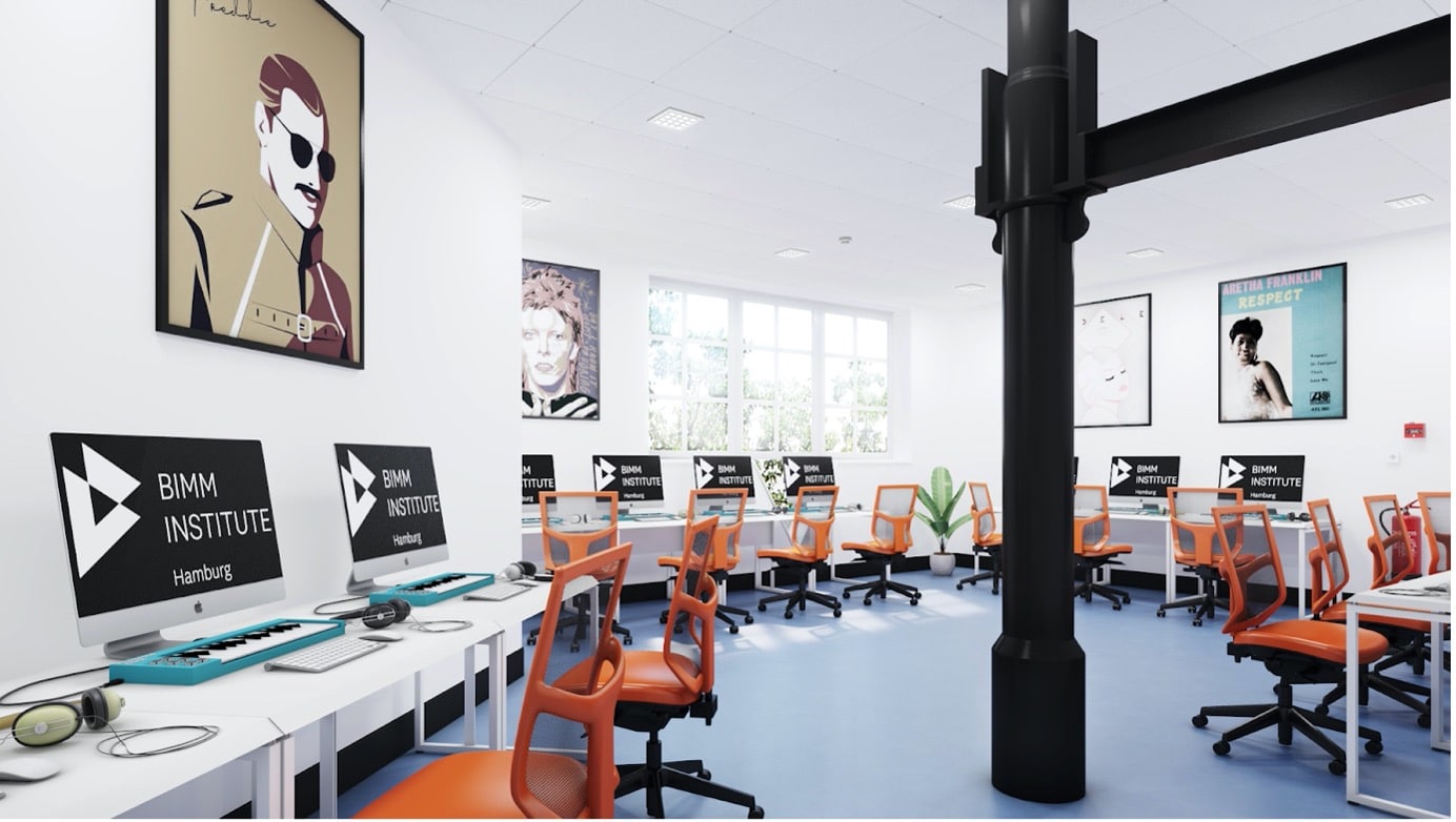 Interior of mac suite at BIMM Institute Hamburg