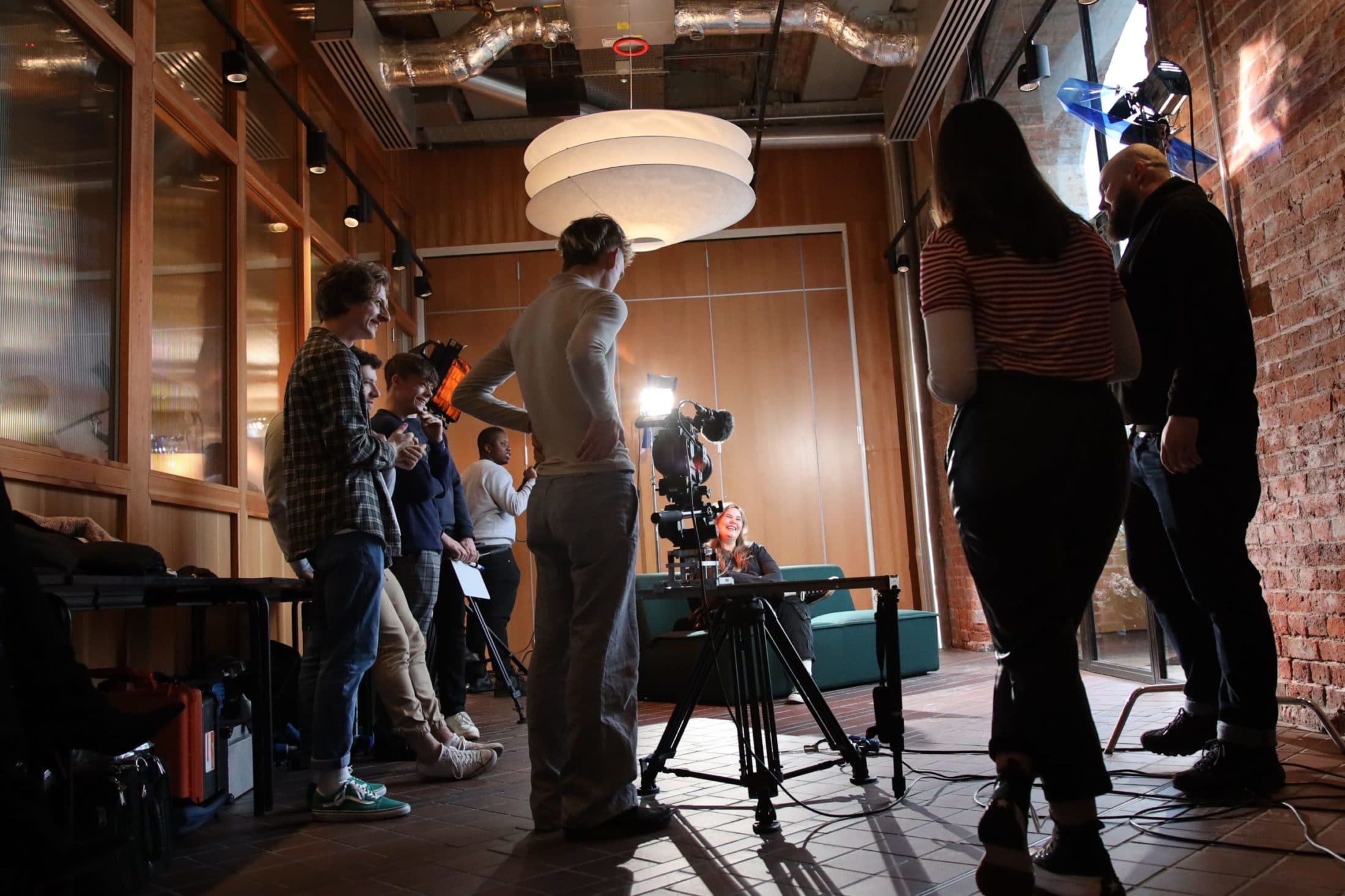 A group of Screen and Film students preparing a filming shoot