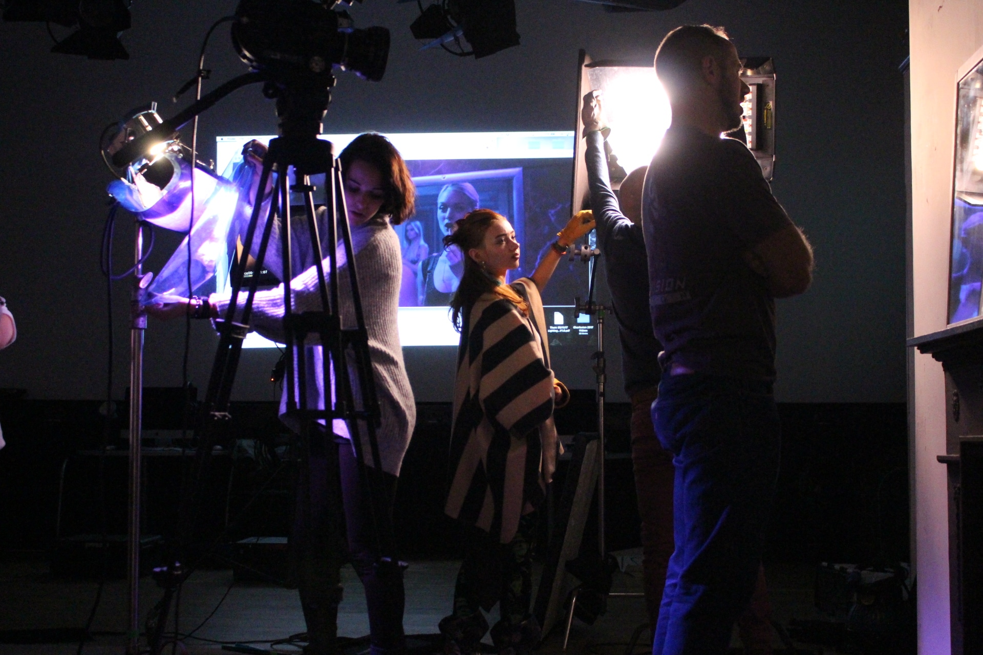 Screen and Film students preparing for a shoot