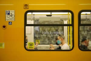 A underground yellow train