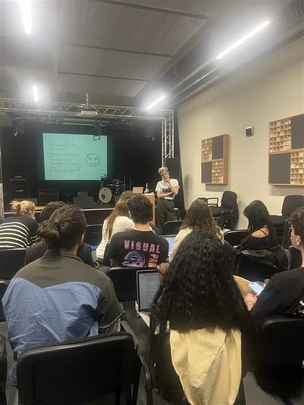BIMM University students seated with Julia Graul