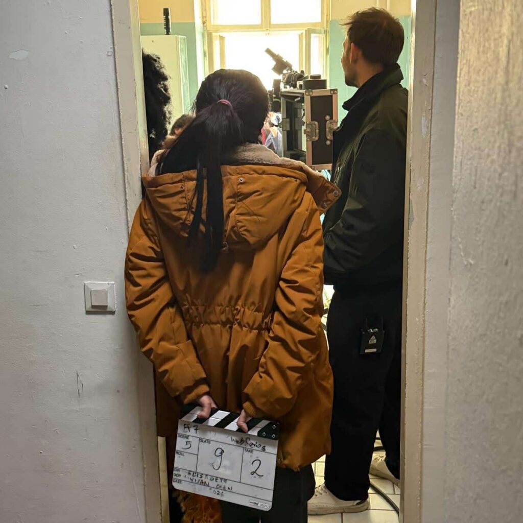 Film students on set